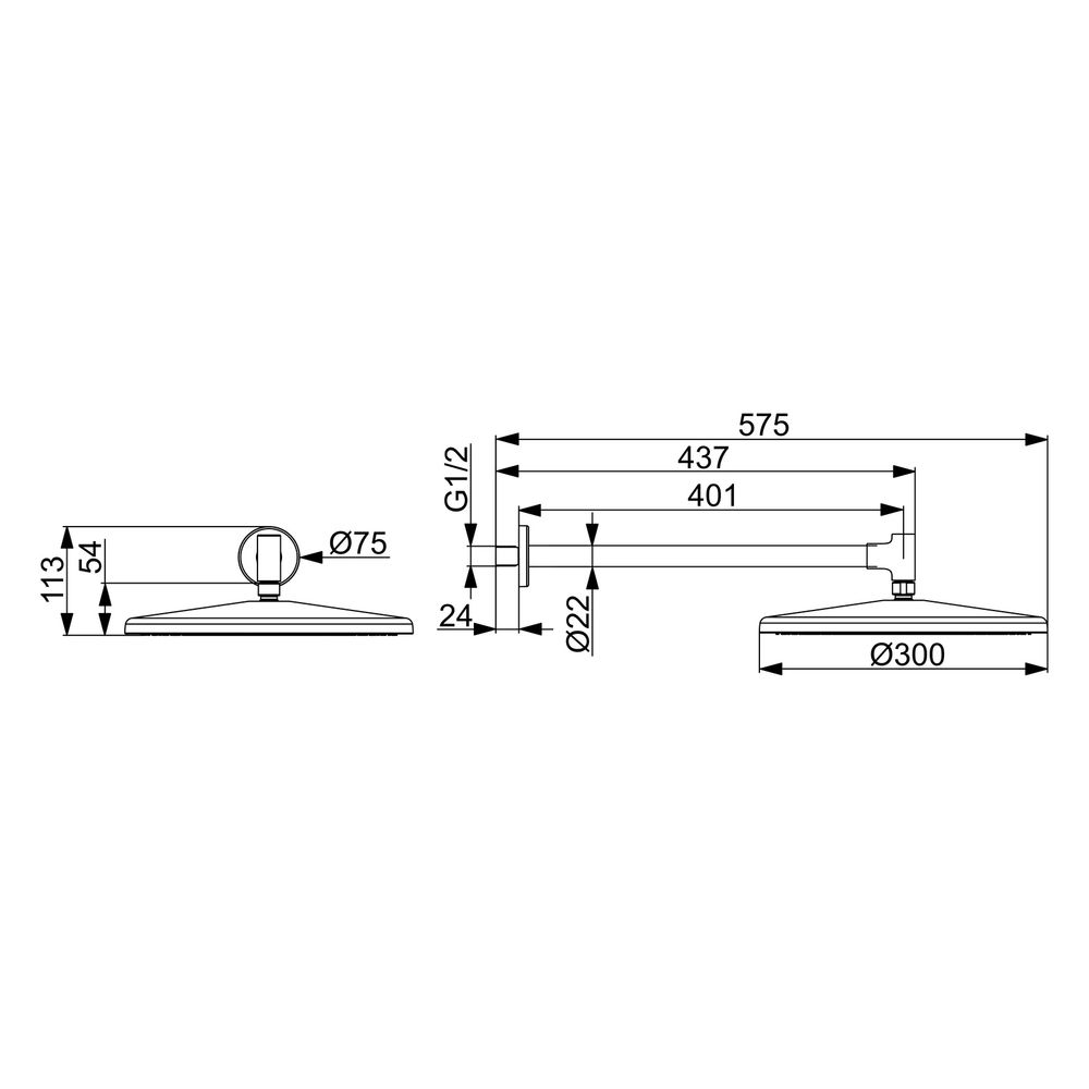 Hansa Aurelia Kopfbrause 1-strahlig, rund, D 300mm, Wand, schwenkbares Kugelgelenk, A... HANSA-4726030033 4057304021244 (Abb. 6)