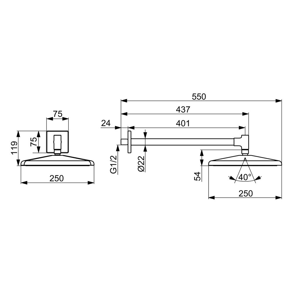 Hansa Aurelia Kopfbrause 1-strahlig, eckig, 250x250mm, mit Kugelgelenk, Matt-Schwarz,... HANSA-4726034033 4057304021305 (Abb. 6)