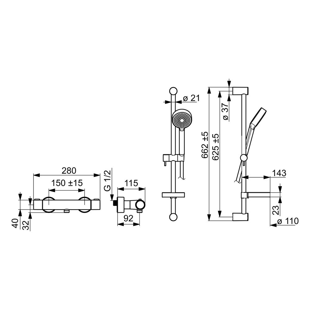 Hansa Prisma Brausebatterie mit Brausegarnitur 4808 1-strahlig DN15 Chrom... HANSA-48080121 4015474259317 (Abb. 6)