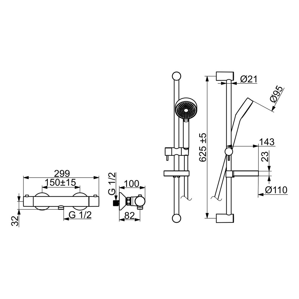 Hansa Unita Brausebatterie mit Brausegarnitur 4813 1-strahlig DN15 Chrom... HANSA-48130121 4015474257504 (Abb. 6)