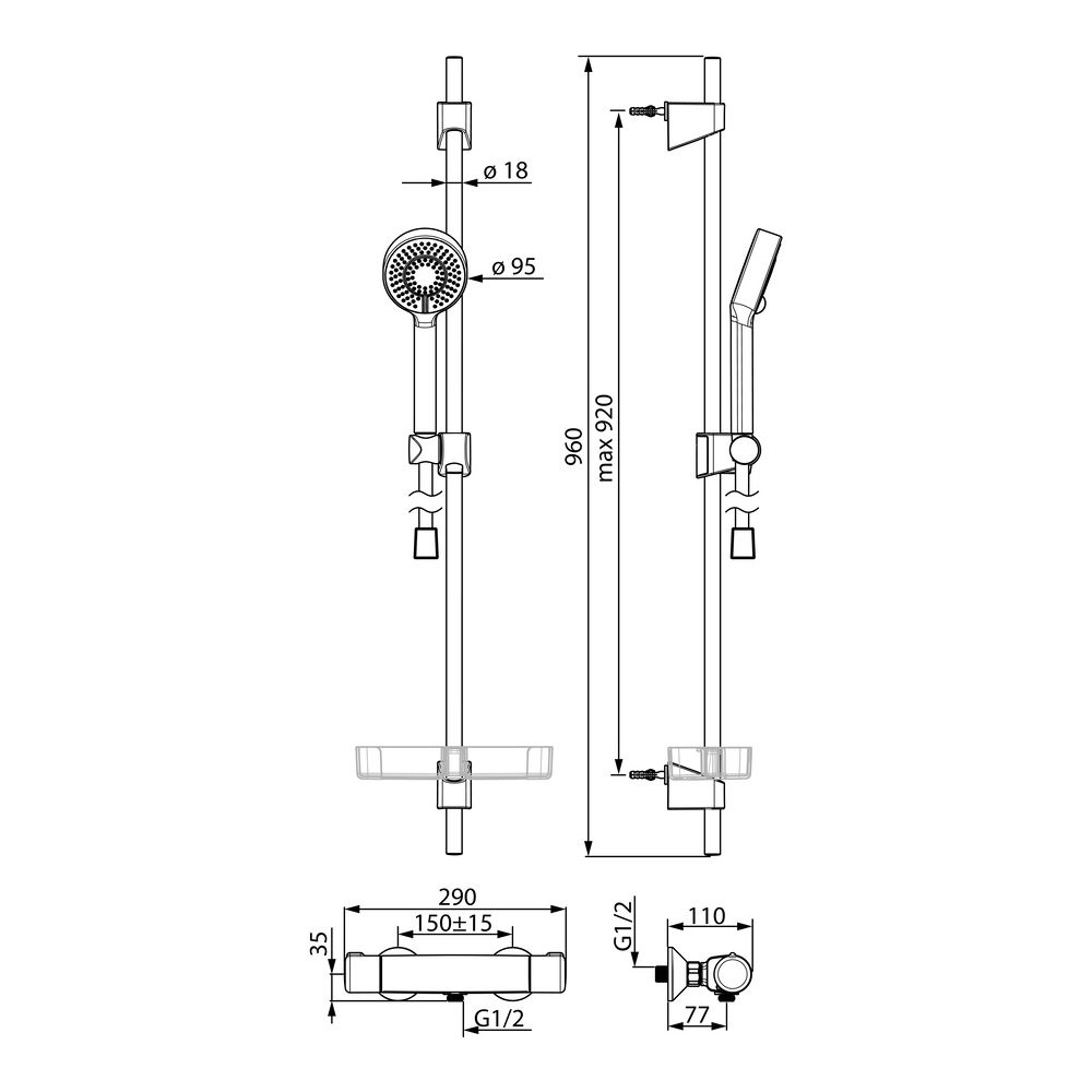 Hansa Micra Renovierungsset Brausebatterie mit Brausegarnitur, DN 15, Chrom, 48150171... HANSA-48150171 4057304003493 (Abb. 7)