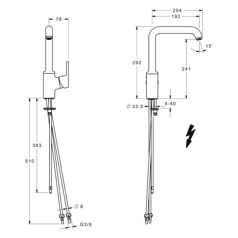 Hansa Primo Einhebel-Küchenarmatur, Niederdruck, Kupferrohr, Ausladung 192mm, DN 15, Ch... HANSA-49221103 4015474274945 (Abb. 4)