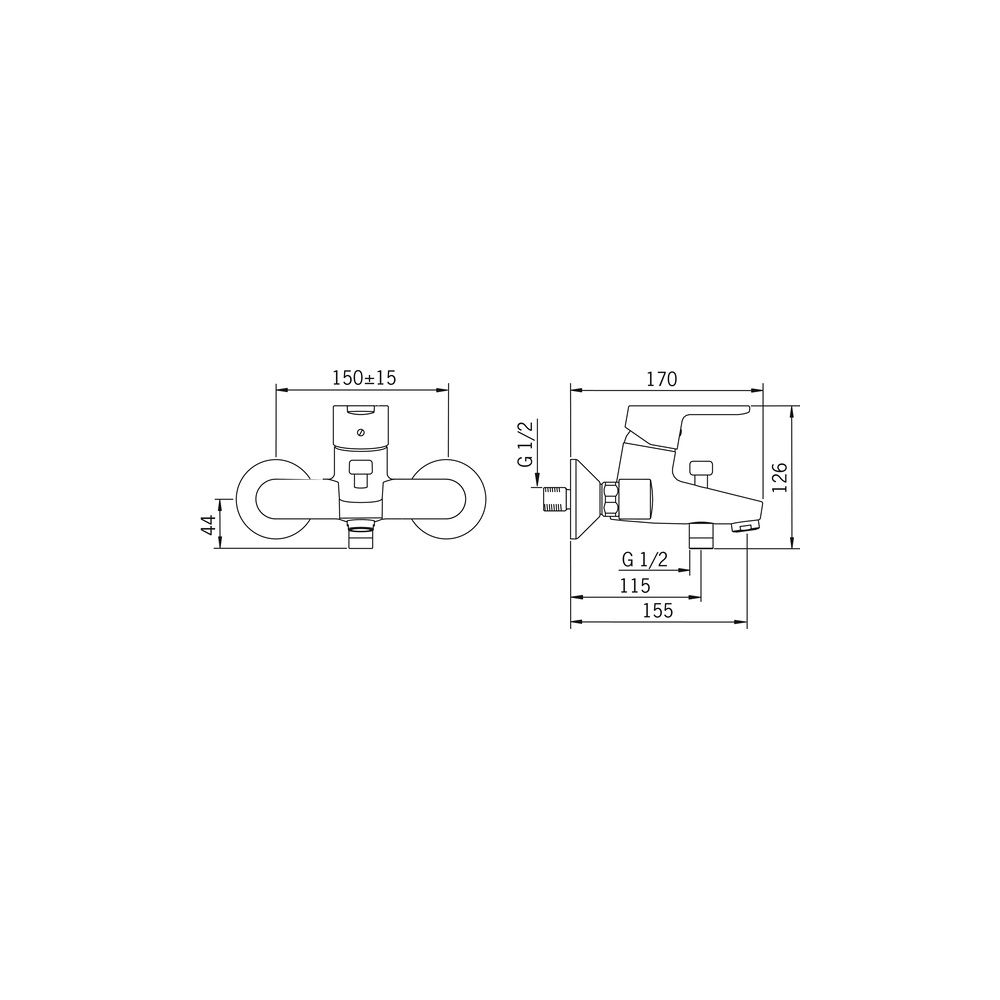 Hansa Primo Einhebel-Wannenfüll- und Brausebatterie, Ausladung 155mm, DN 15, Chrom, 494... HANSA-49442103 4015474254039 (Abb. 4)