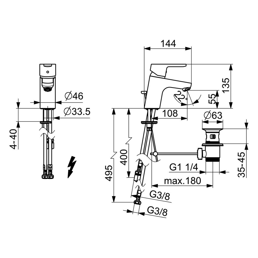 Hansa Primo Einhebel-Waschtischbatterie, Kupferrohr, Zugstangen-Ablaufgarnitur, Ausladu... HANSA-49571103 4015474254022 (Abb. 4)
