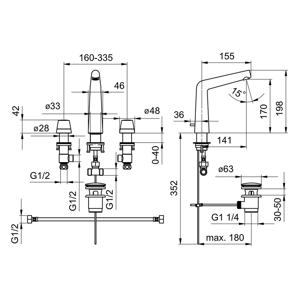 Hansa Designo Waschtischbatterie Style 5105 Zugstangenablaufgarnitur Ausladung 141mm DN... HANSA-51052183 4057304006708 (Abb. 6)
