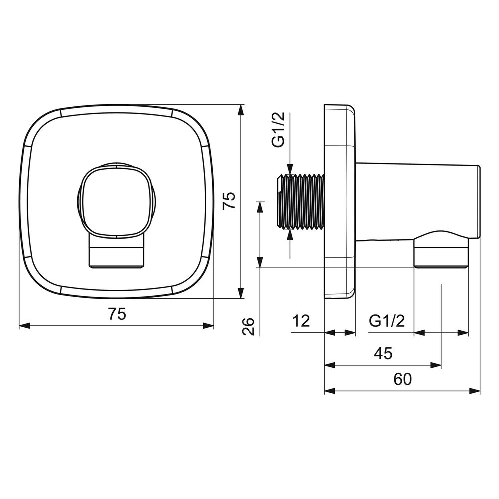 Hansa Living Wandanschlussbogen soft edge 5118 Rosette soft edge G1/2 DN15 Chrom... HANSA-51180183 4057304007149 (Abb. 6)