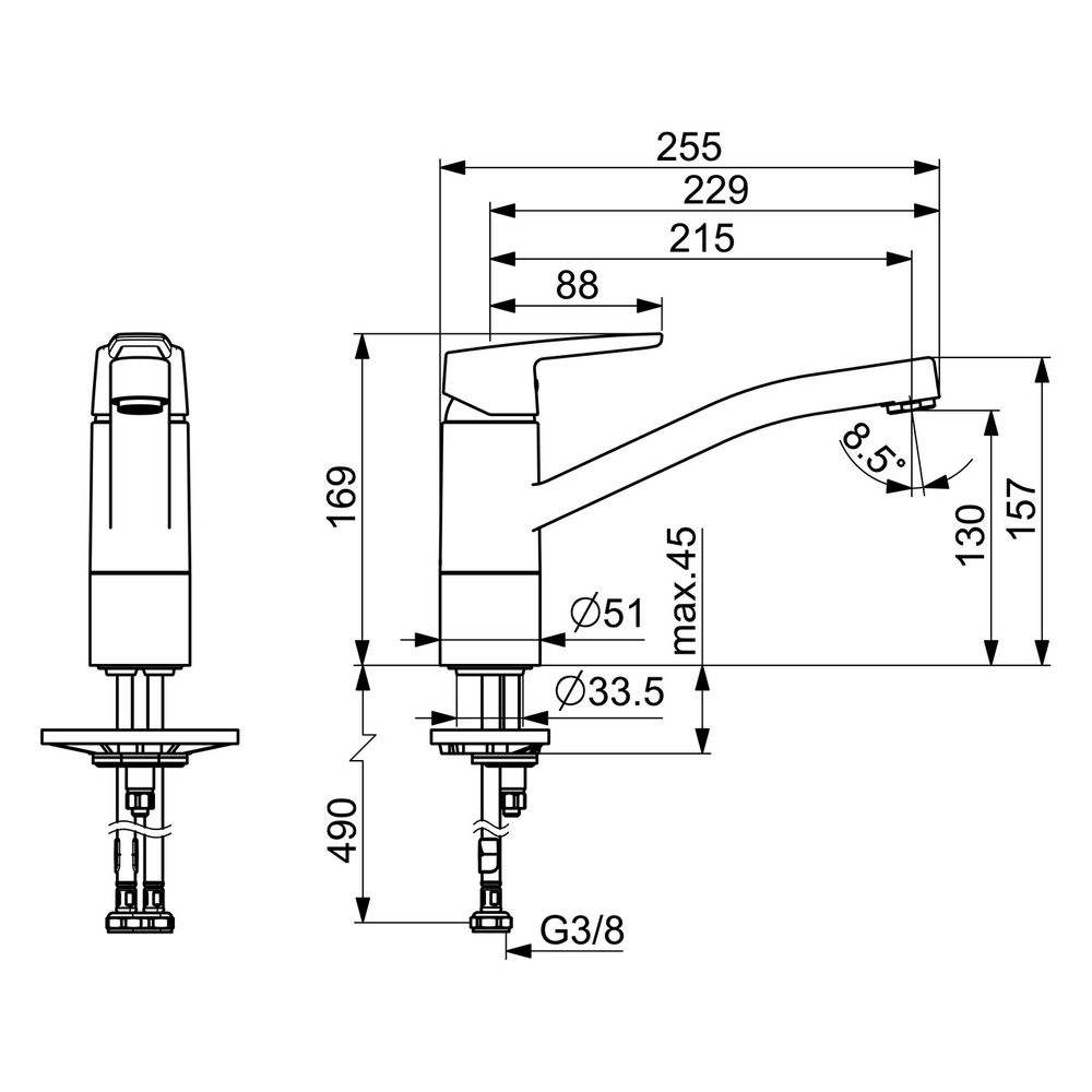 Hansa Polo Einhebel-Küchenarmatur, Standmontage, Kaltstartfunktion, 215mm Ausladun... HANSA-5148229300676 4057304002885 (Abb. 6)