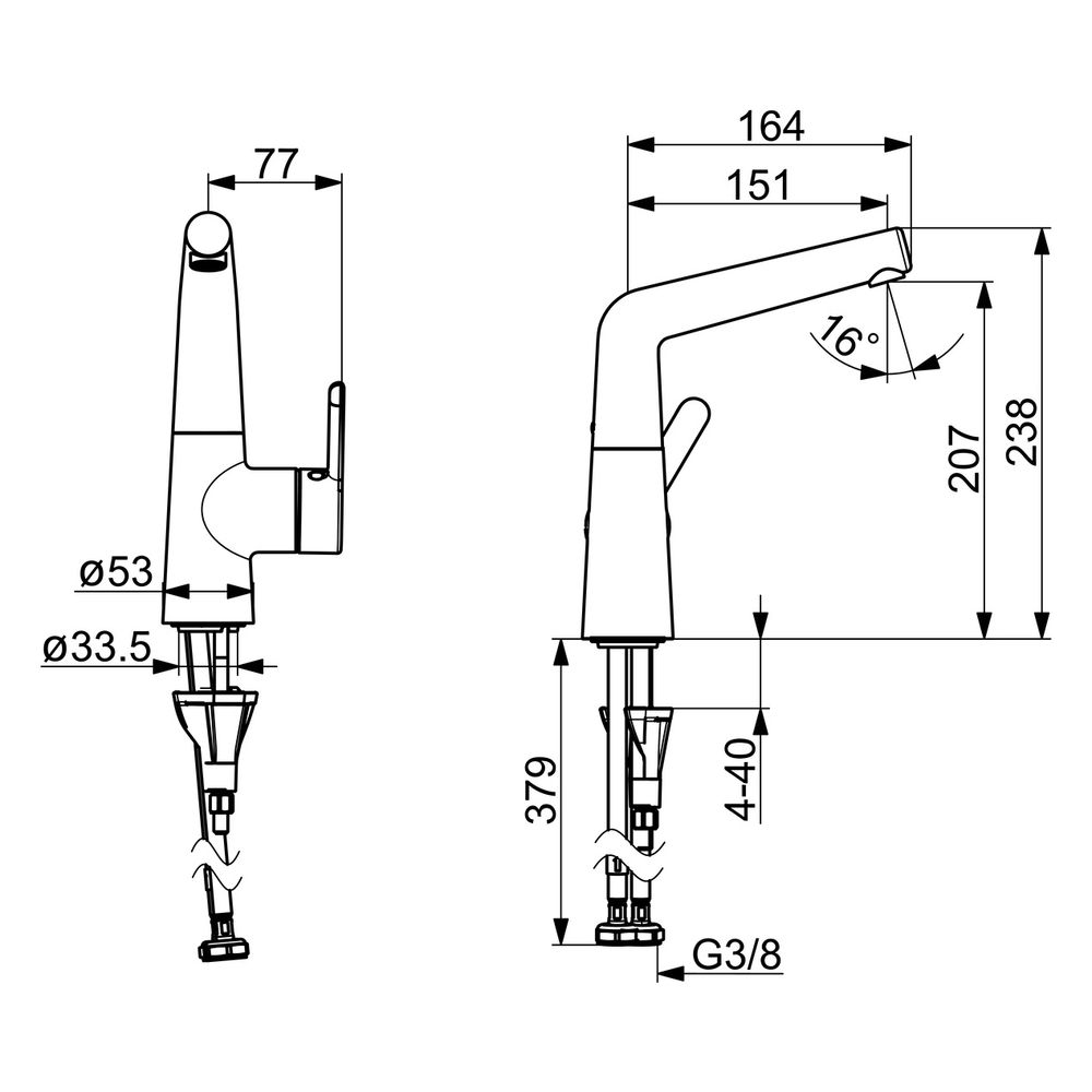 Hansa Designo Style Einhebel-Waschtischbatterie, Ausladung 150mm, DN 15, Chrom... HANSA-51492283 4057304006395 (Abb. 6)