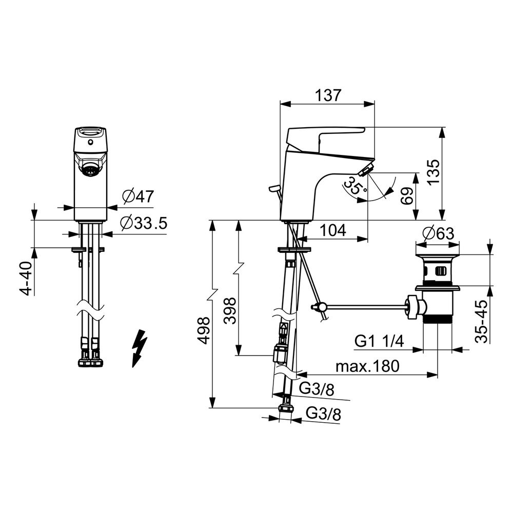 Hansa Polo Einhebel-Waschtischbatterie, Niederdruck, Kupferrohr, Zugstangen-Ablaufgarni... HANSA-51531193 4057304002809 (Abb. 6)