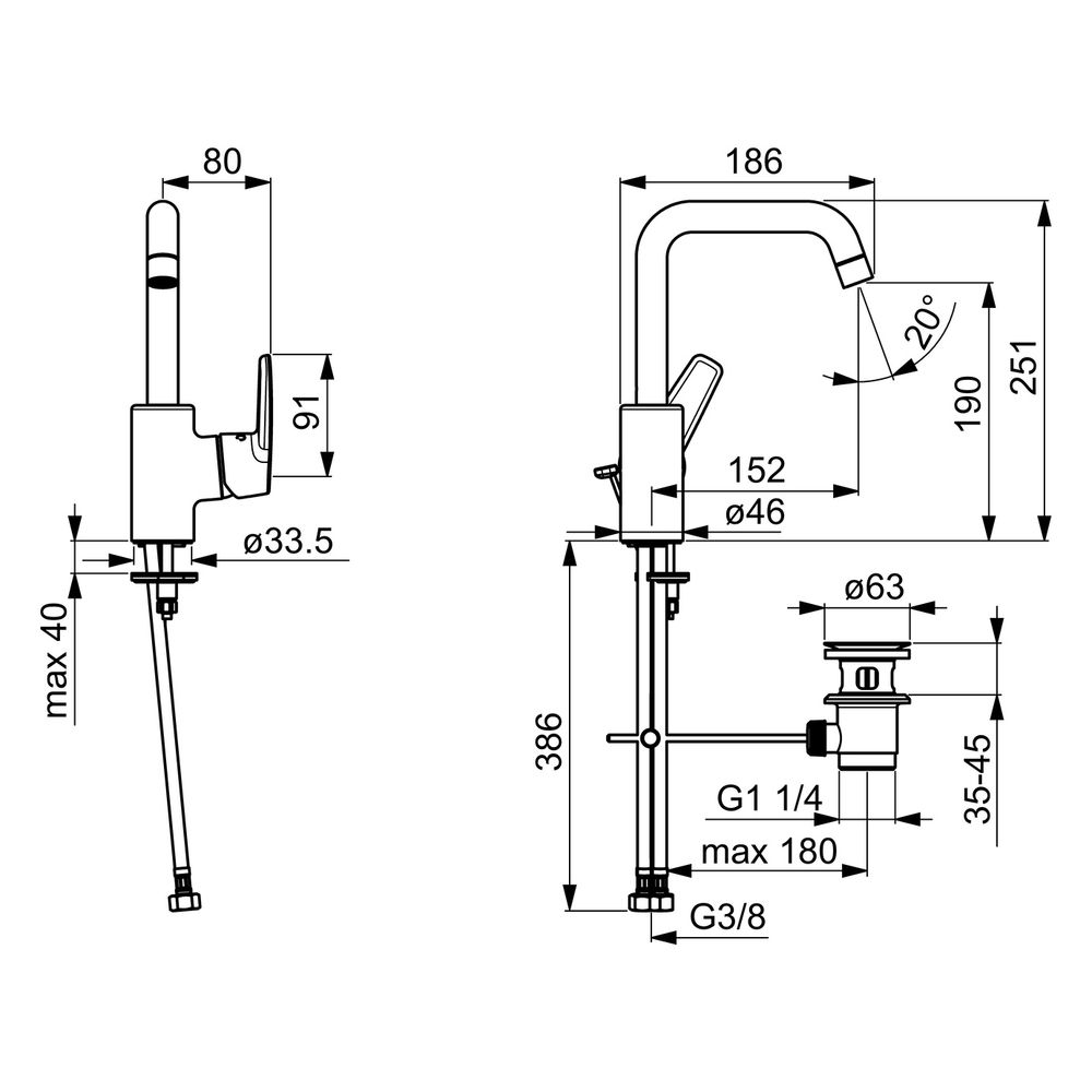 Hansa Polo Einhebel-Waschtischbatterie, Zugstangen-Ablaufgarnitur, Ausladung 152mm, DN ... HANSA-51552293 4057304002977 (Abb. 6)
