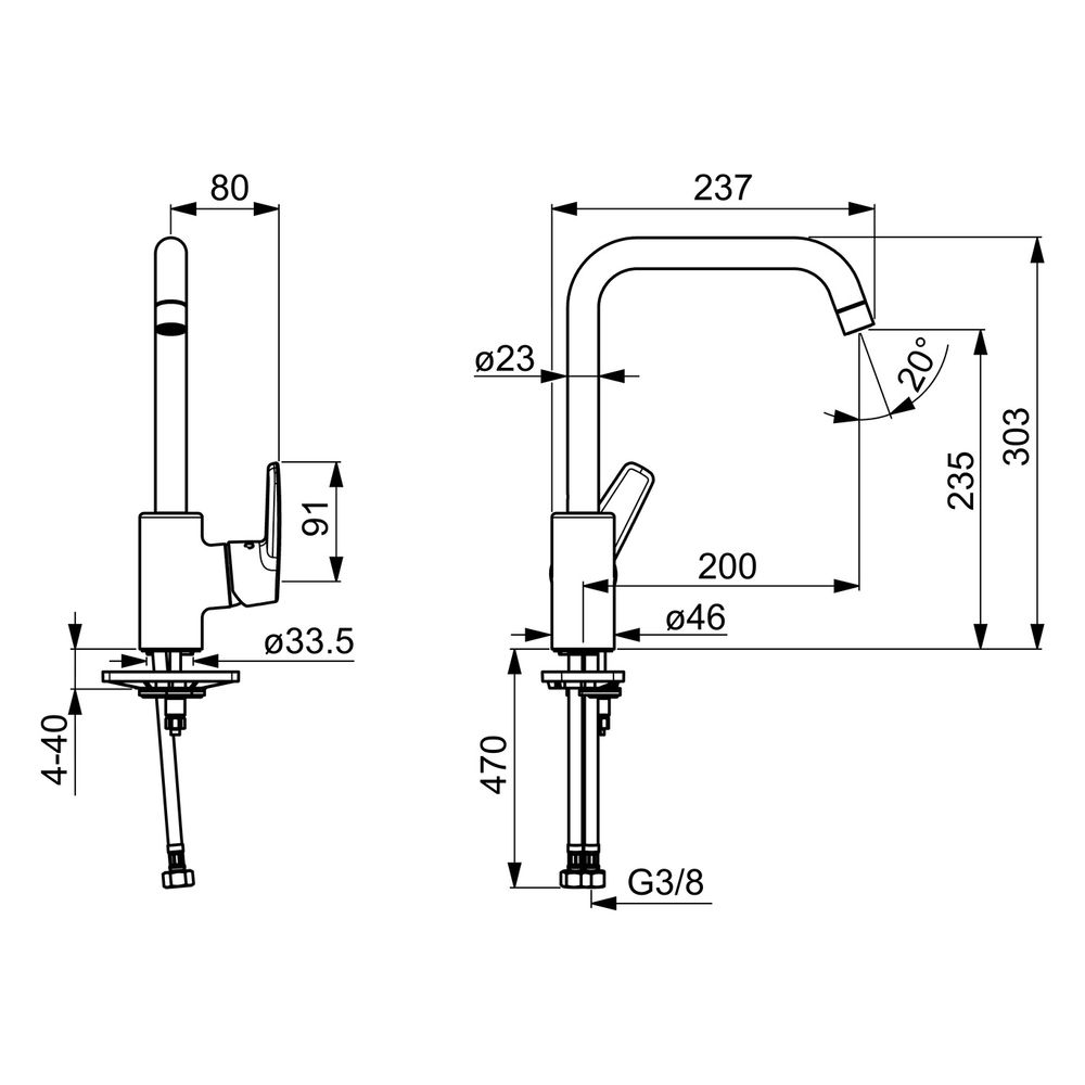 Hansa Polo Einhebel-Küchenarmatur, Ausladung 203mm, DN 15, Chrom, 51562293... HANSA-51562293 4057304002991 (Abb. 6)