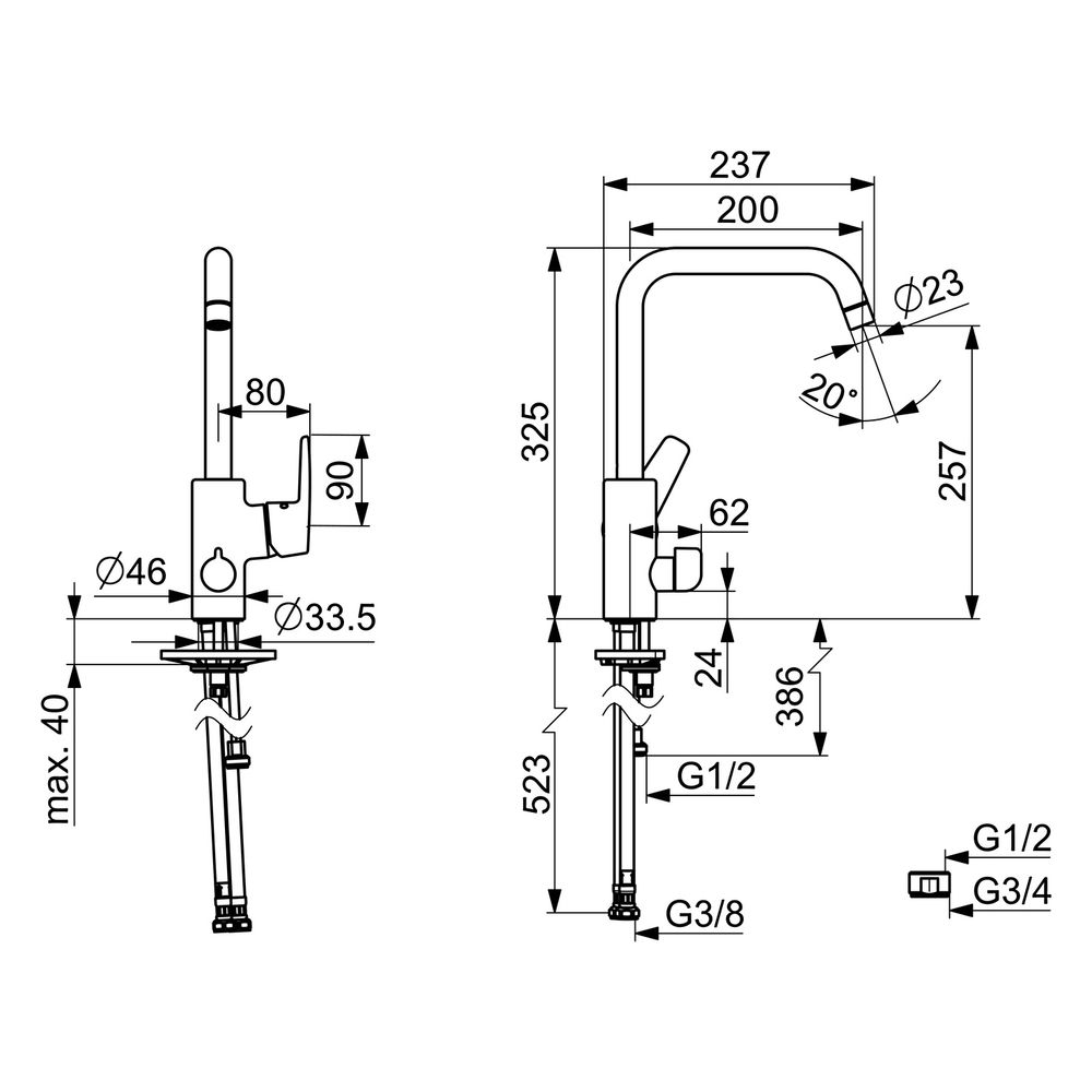 Hansa Polo Einhebel-Küchenarmatur mit Spülmaschinenventil, Ausladung 203mm, DN 15, Chro... HANSA-51602293 4057304003783 (Abb. 6)