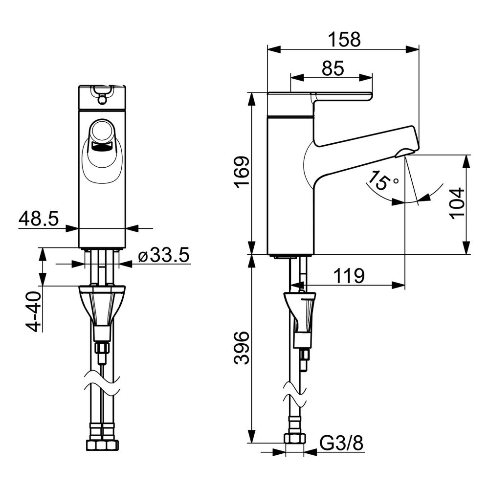 Hansa Designo Style Einhebel-Waschtischbatterie, Ausladung 119mm, DN 15, Chrom... HANSA-51722283 4057304006326 (Abb. 6)