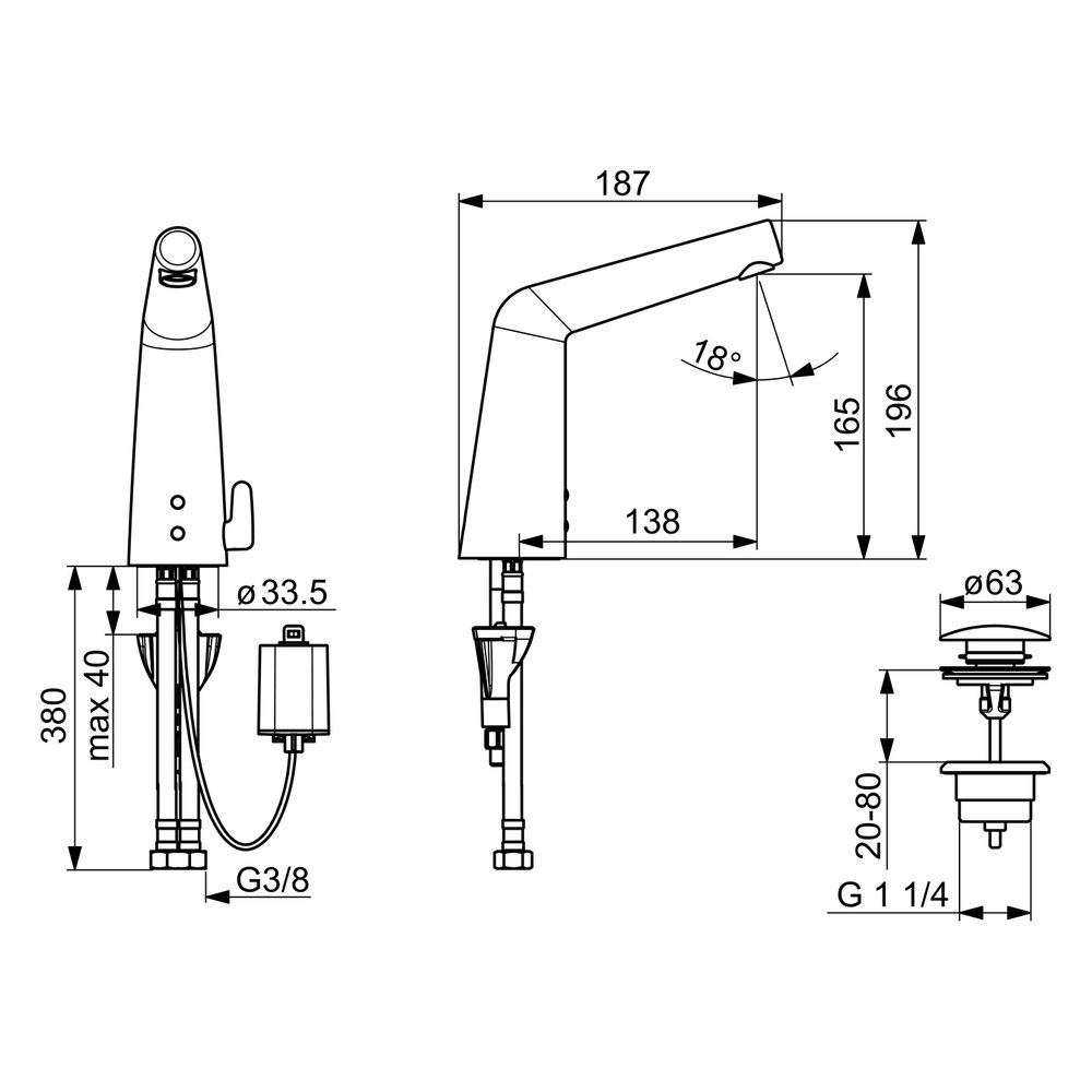 Hansa Designo Style Waschtischbatterie, 6V, Ausladung 138mm, DN 15, Chrom, 51792201... HANSA-51792201 4057304006586 (Abb. 6)