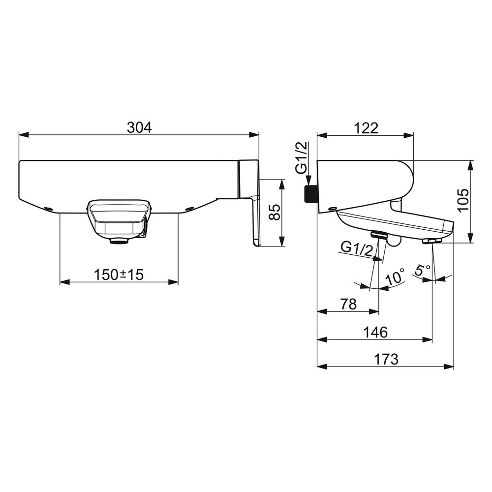 Hansa Designo Einhebelmischer Wannenfüll- und Brausebatterie Style 5185 Ausladung 146mm... HANSA-51852183 4057304006722 (Abb. 6)
