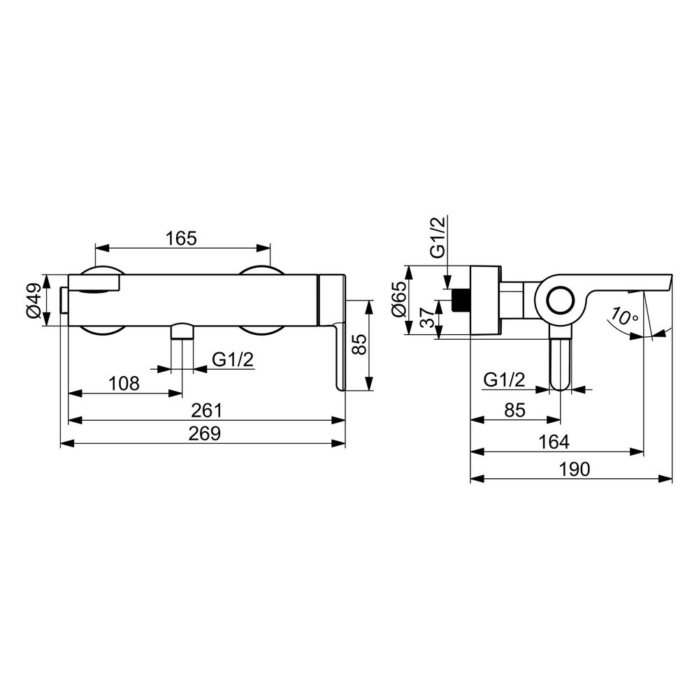 Hansa Designo Style Einhebel-Wannen- und Brausearmatur, Wandmontage, Laminarstrahl, Chr... HANSA-51852193 4057304022111 (Abb. 6)