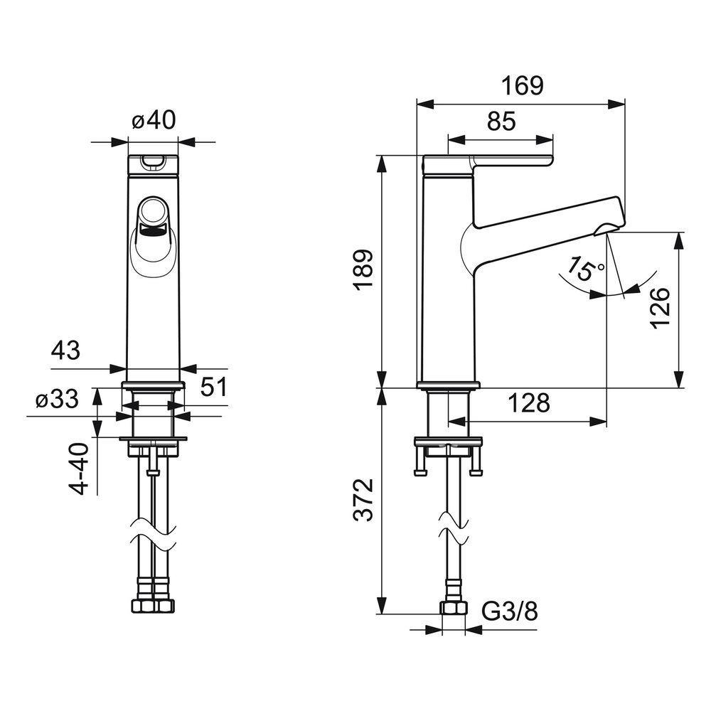 Hansa Designo Style Einhebel-Waschtischbatterie, Ausladung 128mm, DN 15, Chrom... HANSA-51882283 4057304006456 (Abb. 6)