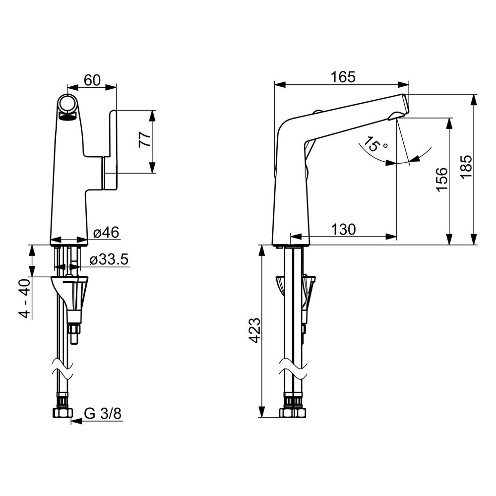 Hansa Designo Style Einhebel-Waschtischbatterie, Ausladung 130mm, DN 15, Chrom... HANSA-51922283 4057304006500 (Abb. 6)