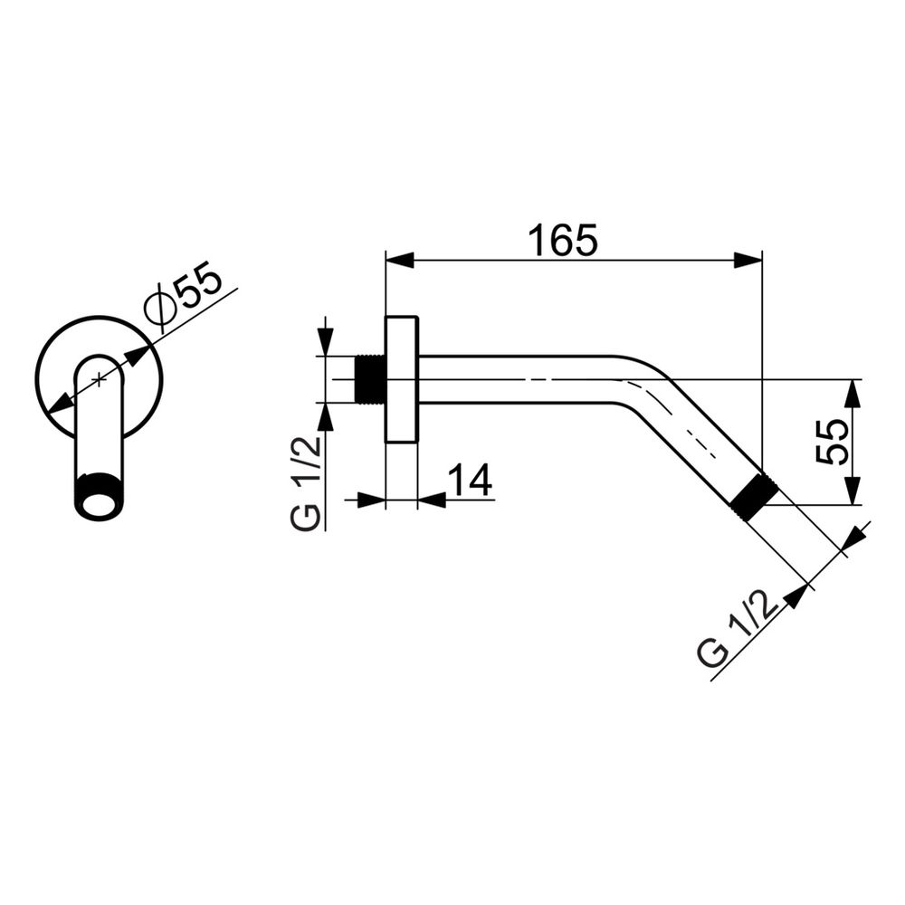 Hansa Jet Brausearm ohne Kopfbrause, Rosette rund, G 1/2" x G 1/2", Ausladung 165mm, Ch... HANSA-51990200 4015474269347 (Abb. 4)