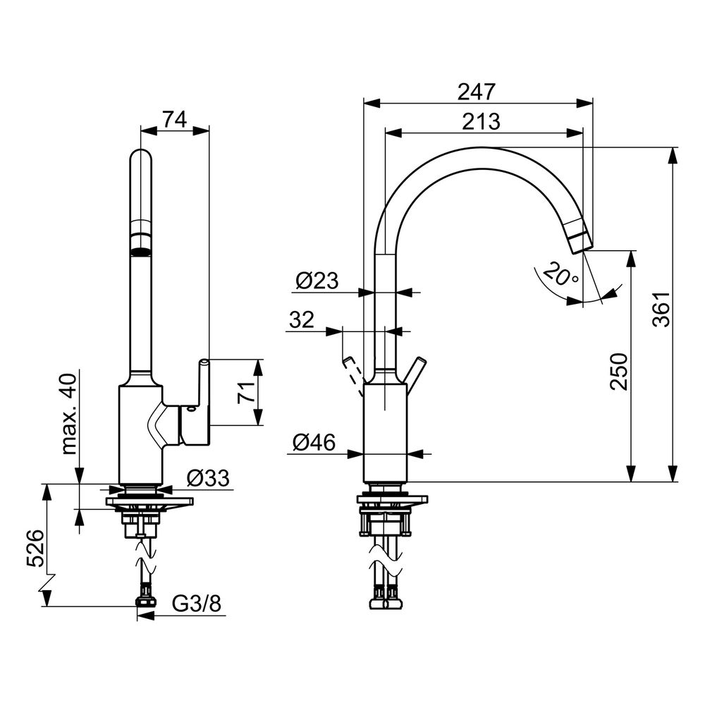 Hansa Vantis Einhebel-Küchenarmatur Standmontage, schwenkbar, Matt-Schwarz, 522022673... HANSA-5220226733 4057304019852 (Abb. 6)