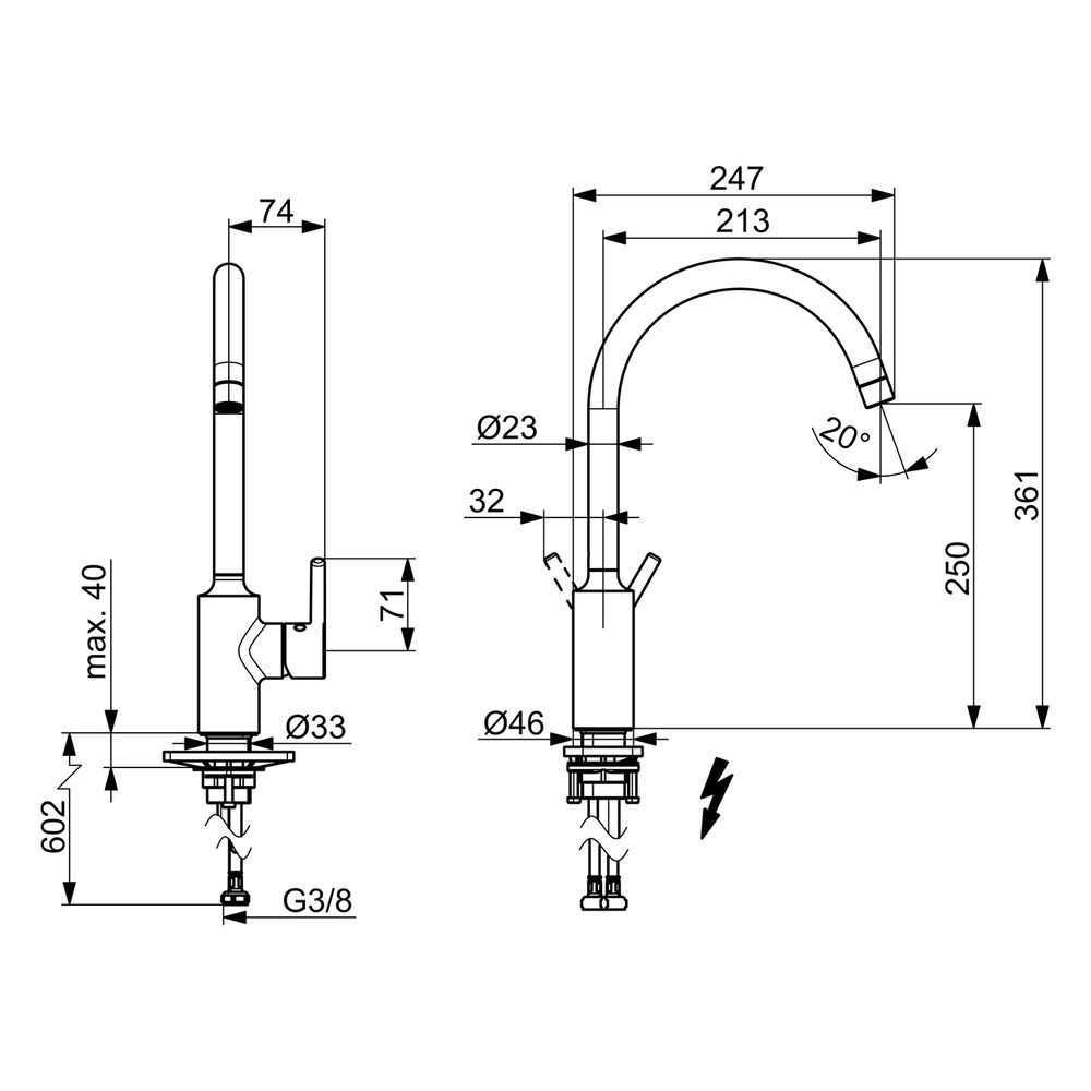 Hansa Vantis Einhebel-Küchenarmatur Standmontage, Niederdruck, Chrom, 52211167... HANSA-52211167 4057304019845 (Abb. 6)