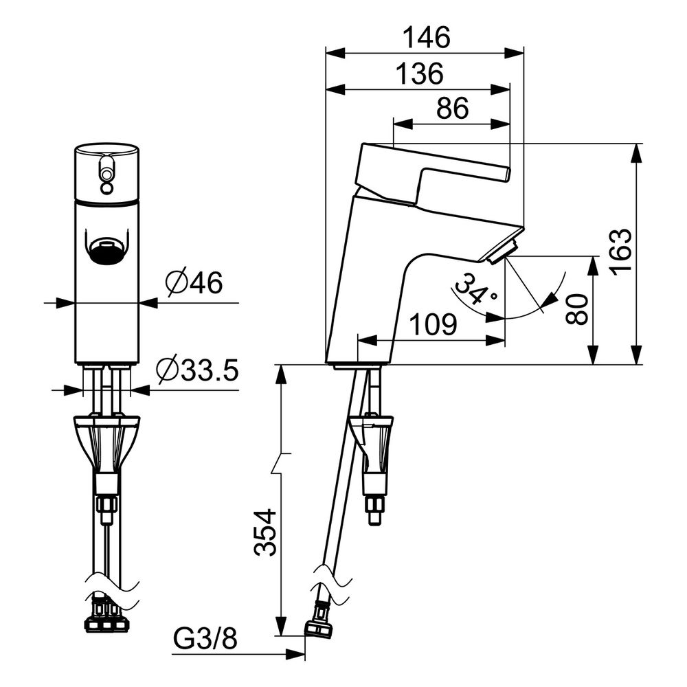 Hansa Vantis Einhebel-Waschtischarmatur, Standmontage, 109mm Ausladung, Matt-Schwarz,... HANSA-5242226733 4057304020247 (Abb. 6)