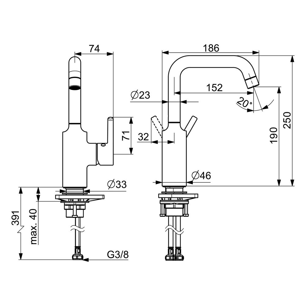 Hansa Vantis Einhebel-Waschtischbatterie, Ausladung 152mm, Chrom... HANSA-52552267 4057304017216 (Abb. 6)