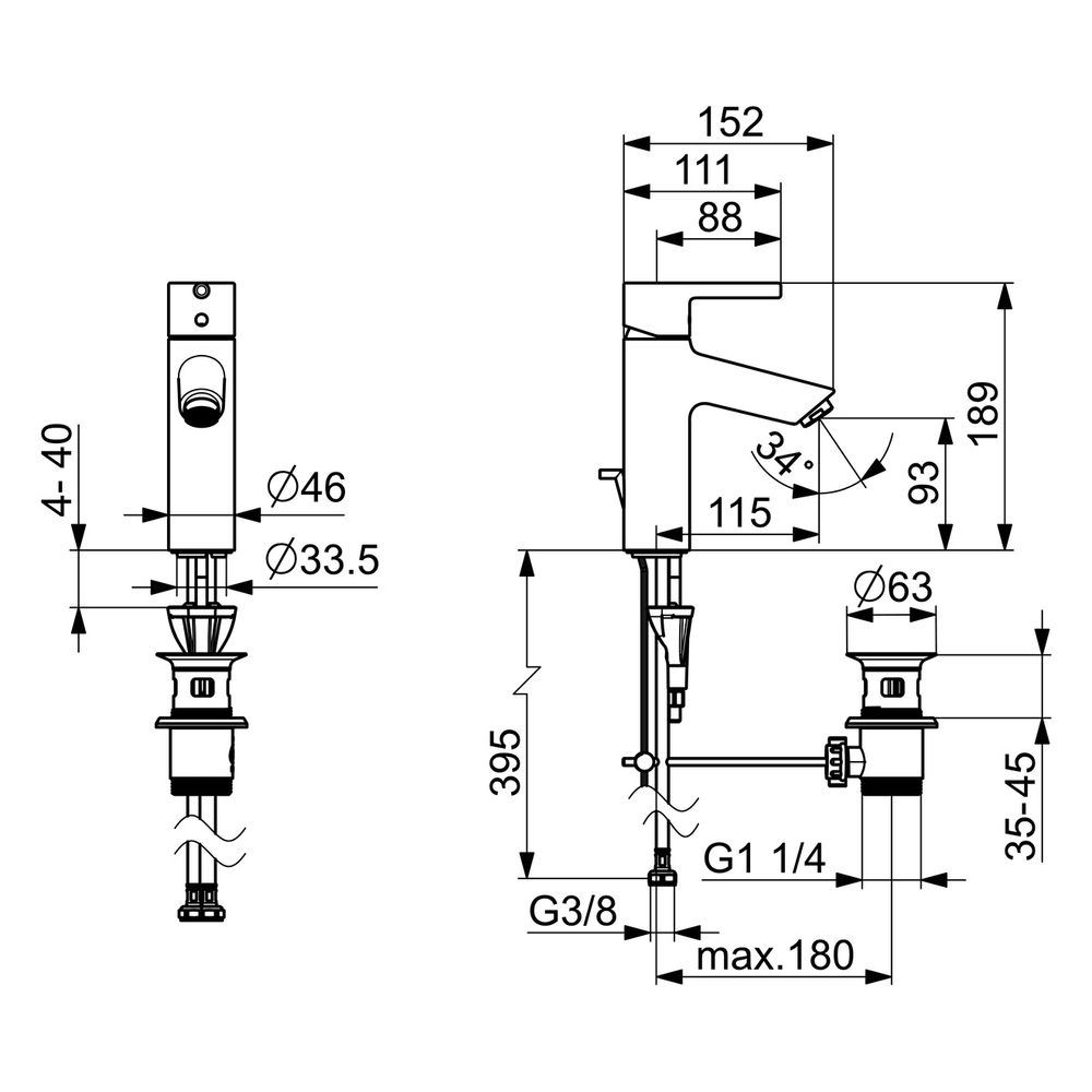 Hansa Vantis Einhebel-Waschtischarmatur, Standmontage, Kaltstart, mit Zugstangenab... HANSA-5256226700006 4057304020391 (Abb. 6)