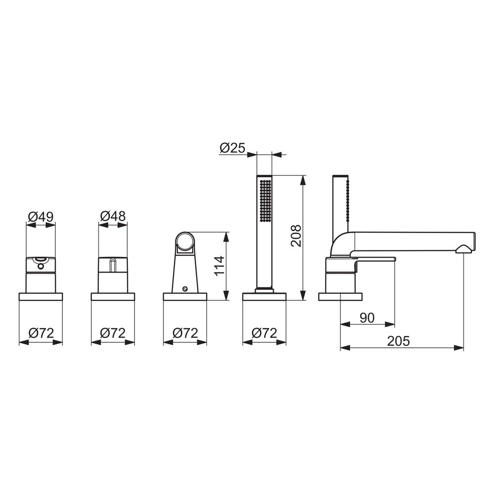 Hansa Designo Style Einhebel-Fertigmontageset für Wanne/Brause, Rosette rund, 3-strahli... HANSA-53122063 4057304007019 (Abb. 6)