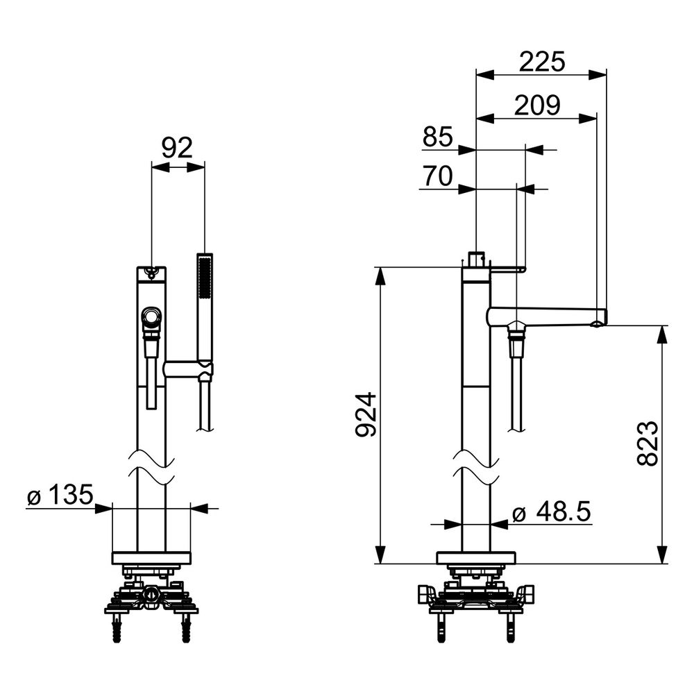 Hansa Designo Style Einhebel-Badebatterie mit Standrohr, Ausladung 209mm, 3-strahlig, D... HANSA-53272083 4057304006982 (Abb. 6)