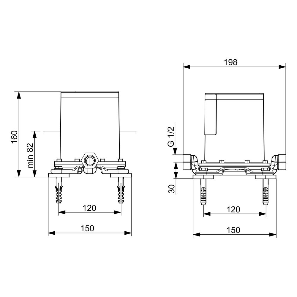 Hansa Vario Unterputz-Rohbauset Bade- und Brausearmatur, DN 15, 53280100... HANSA-53280100 4015474186552 (Abb. 6)