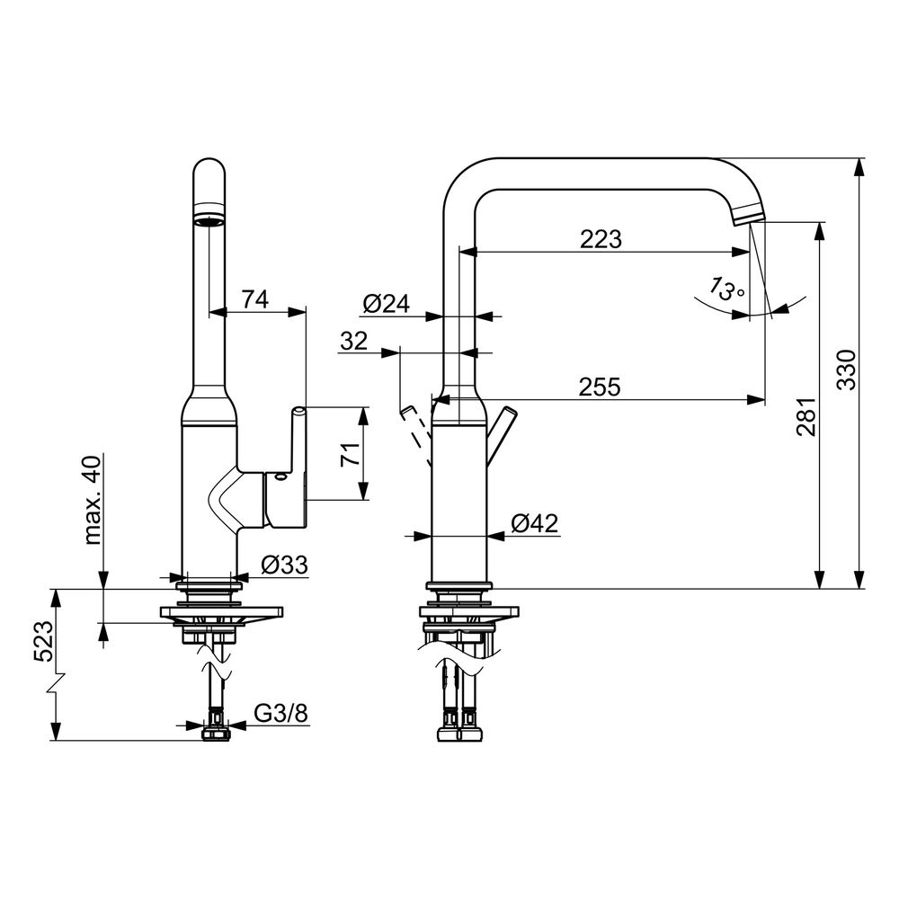 Hansa Vantis Style Einhebel-Küchenarmatur, Standmontage, 255mm Ausladung, Bronze gebü... HANSA-5420220781 4057304022135 (Abb. 6)