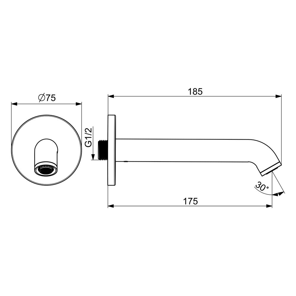 Hansa Vantis Style Auslauf, Länge 170mm, Ausladung 175mm, Chrom, 54502100... HANSA-54502100 4057304017568 (Abb. 6)