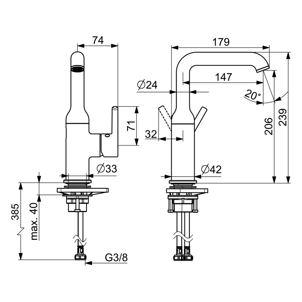 Hansa Vantis Style Einhebel-Waschtischbatterie, Ausladung 147mm, Chrom... HANSA-54552207 4057304017452 (Abb. 6)
