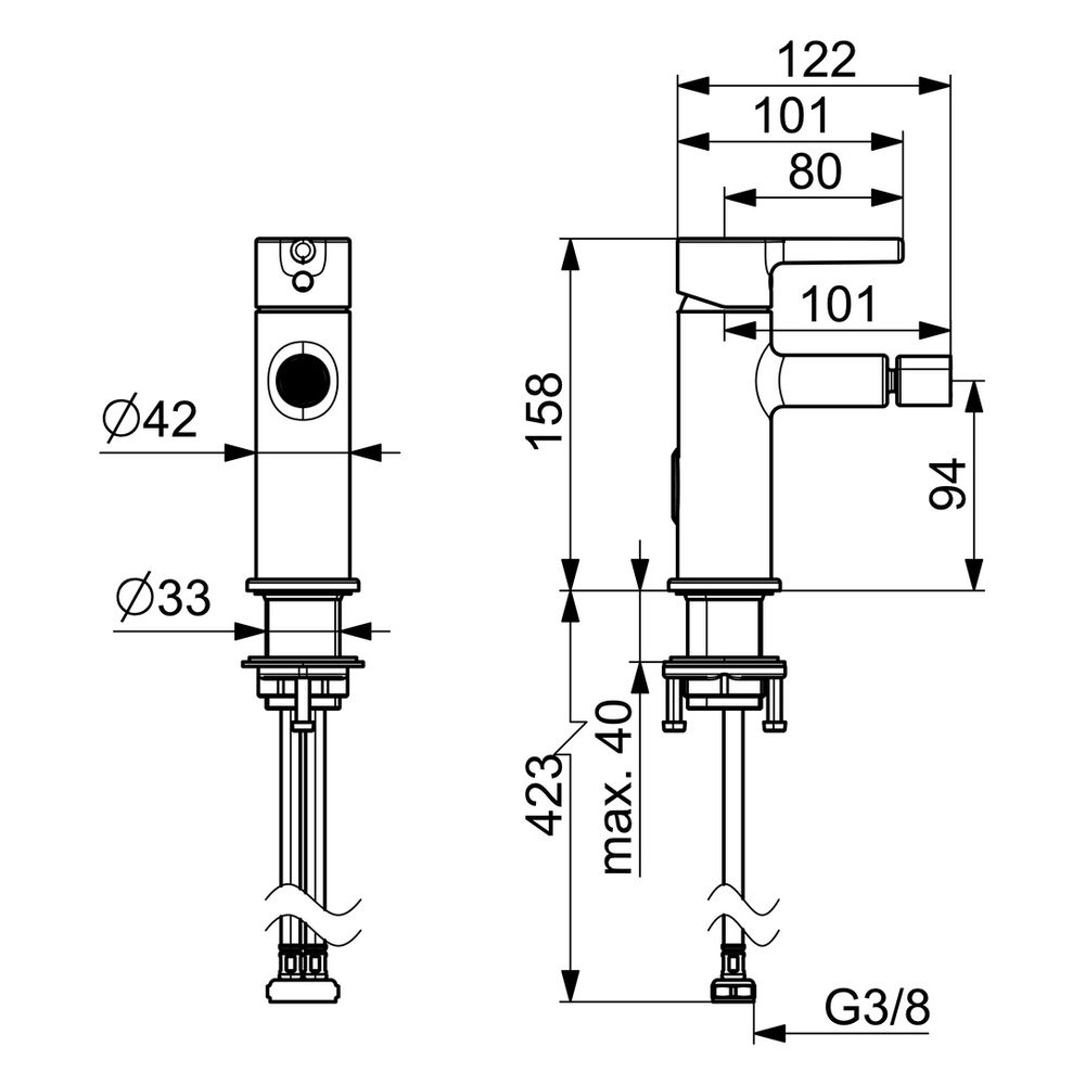 Hansa Vantis Style Einhebel-Bidetarmatur, Standmontage, 101mm Ausladung, Matt-Schwarz... HANSA-5464220733 4057304024818 (Abb. 6)