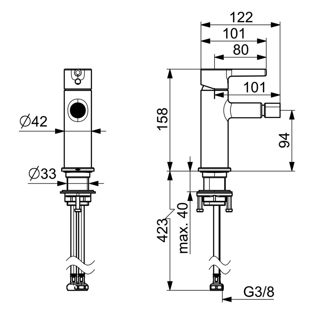 Hansa Vantis Style Einhebel-Bidetarmatur, Standmontage, 101mm Ausladung, Chrom, 5464220... HANSA-54642207 4057304025600 (Abb. 6)