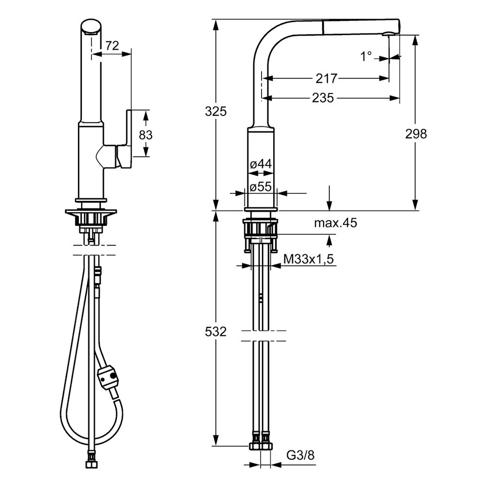Hansa Ronda Einhebel-Küchenarmatur, Ausladung 217mm, DN 15, Chrom, 54912273... HANSA-54912273 4015474263086 (Abb. 4)