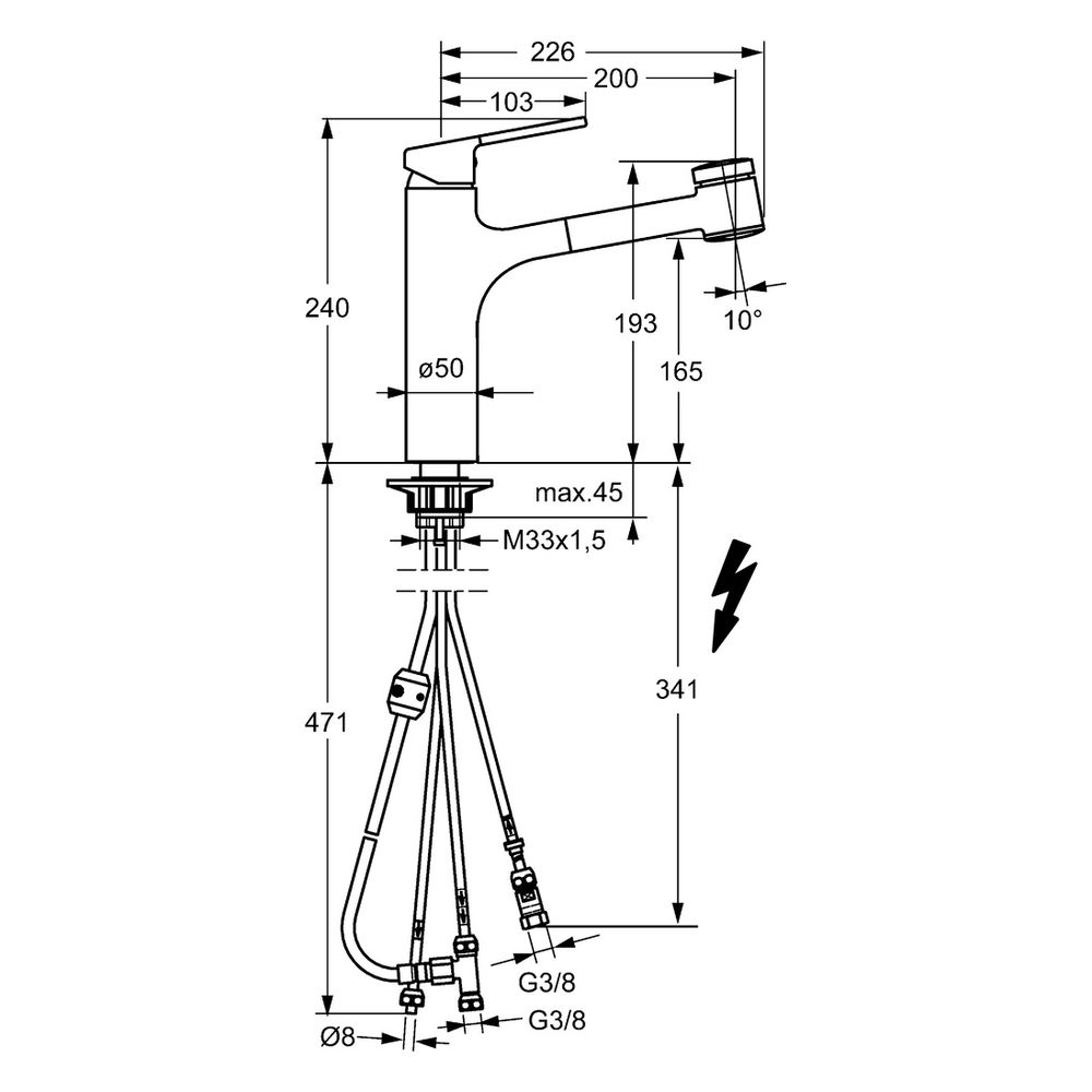Hansa Ronda Einhebel-Küchenarmatur, Niederdruck, Kupferrohr 2-strahlig, Ausladung 200mm... HANSA-55191133 4015474261822 (Abb. 4)