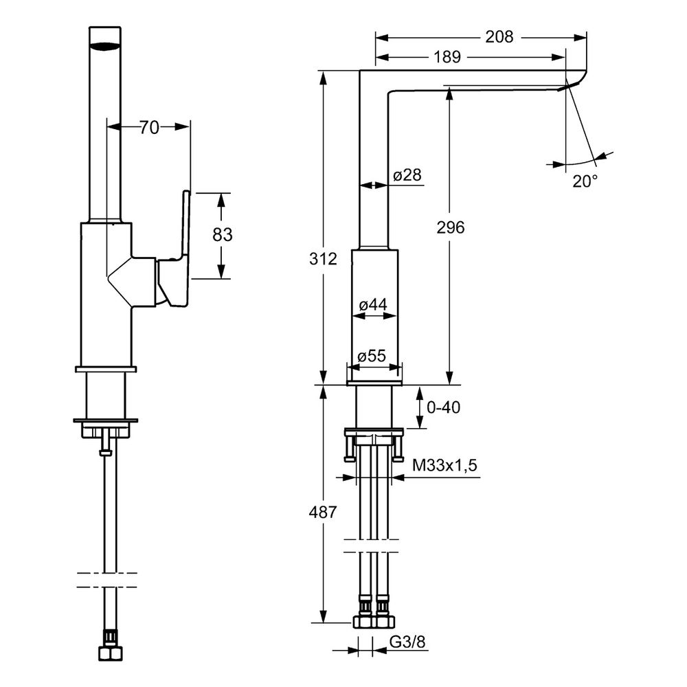 Hansa Ligna Einhebelmischer Küchenarmatur 5528 Ausladung 189mm DN15 Chrom... HANSA-55282203 4015474261716 (Abb. 4)