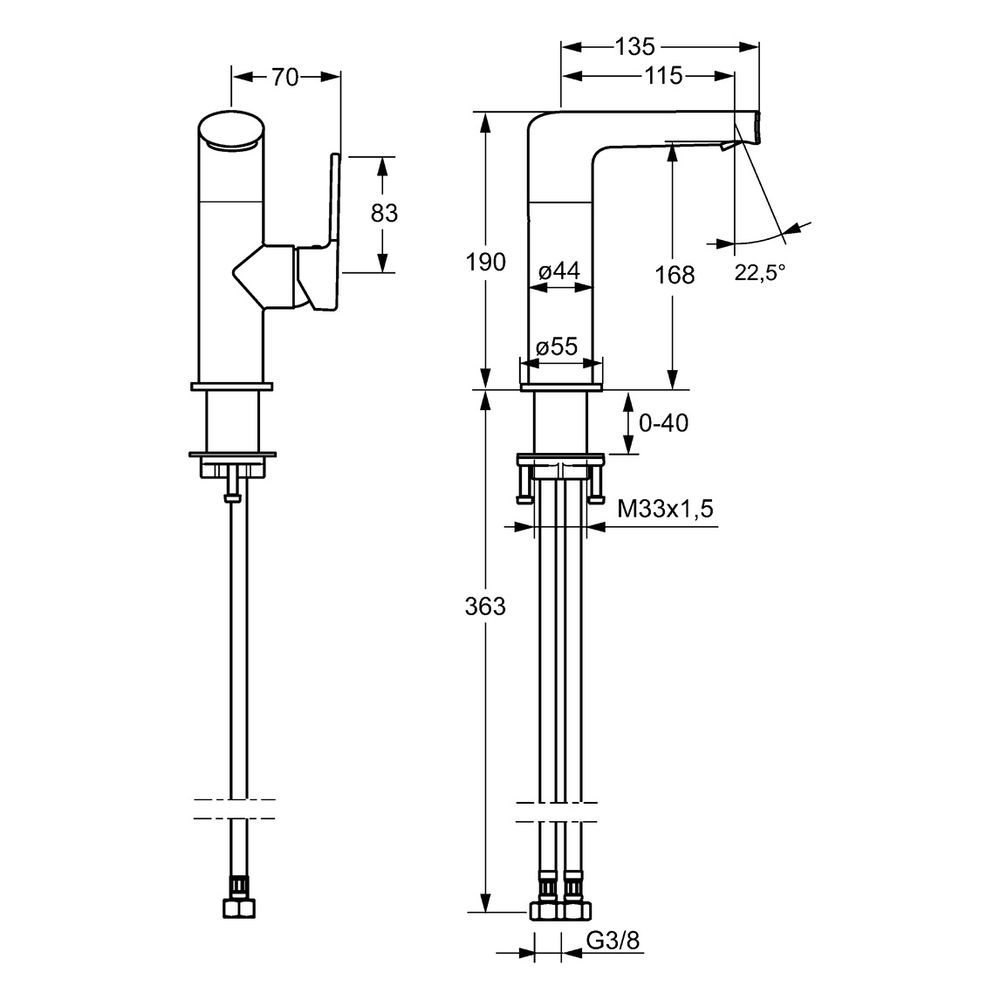 Hansa Ronda Einhebel-Waschtischbatterie, Ausladung 115mm, DN 15, Chrom, 55342203... HANSA-55342203 4015474263994 (Abb. 4)