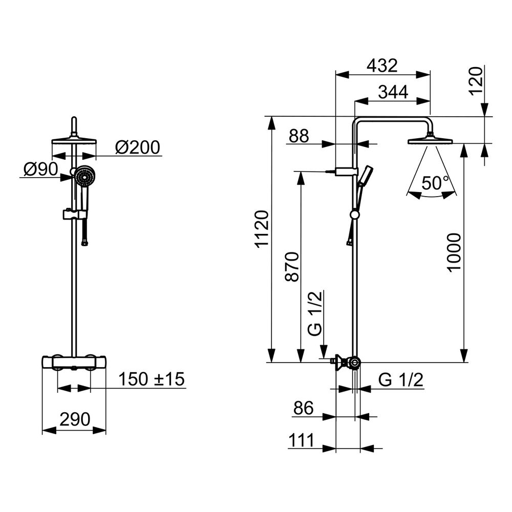 Hansa Basic Regenbrause-Duscharmatur, 1-strahlig, DN 15, Chrom, 55350110... HANSA-55350110 4057304019197 (Abb. 6)
