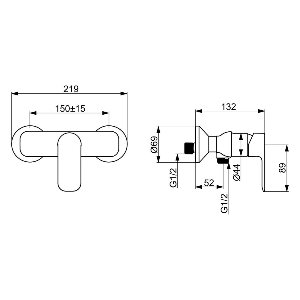 Hansa Basic Einhebelmischer Brausebatterie, DN 15, Chrom, 55450103... HANSA-55450103 4057304019050 (Abb. 6)