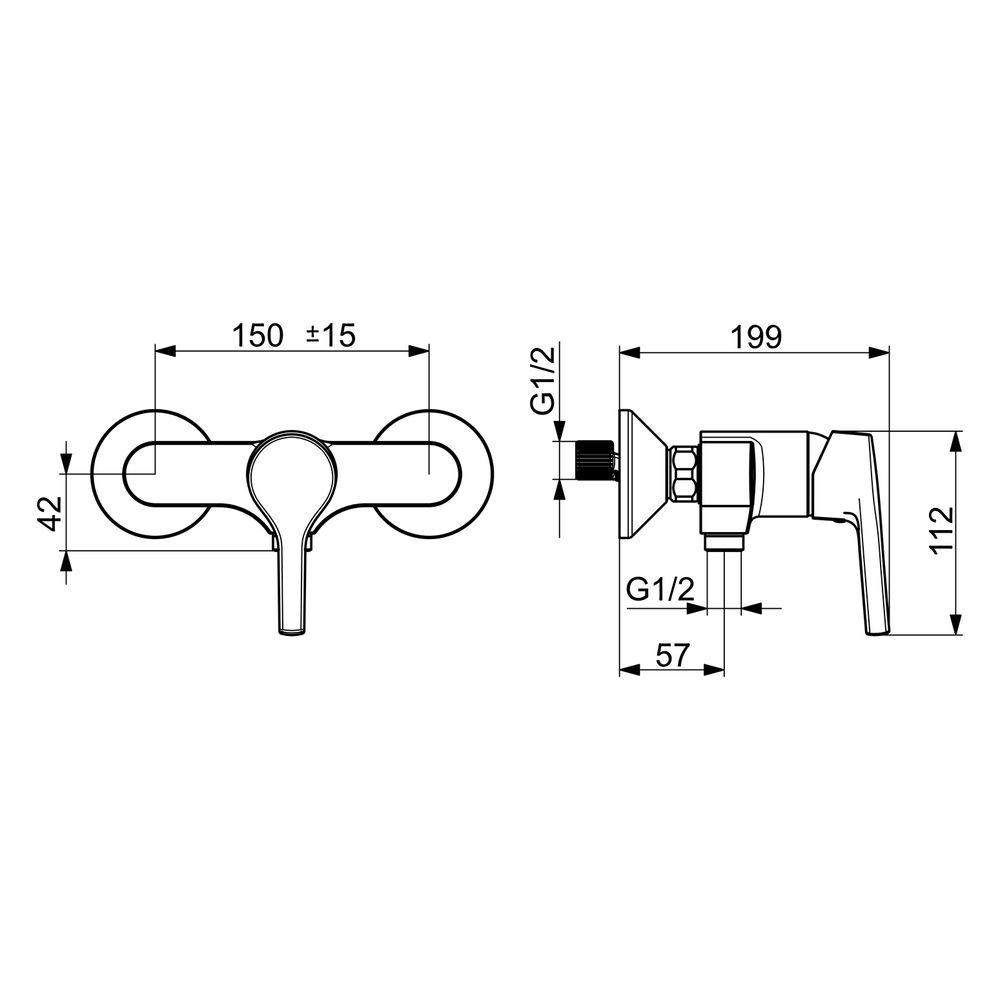 Hansa Paleno Einhebel-Brausearmatur, Wandmontage, mit Temperaturbegrenzer, Ausladung 57... HANSA-56470103 4057304012242 (Abb. 6)
