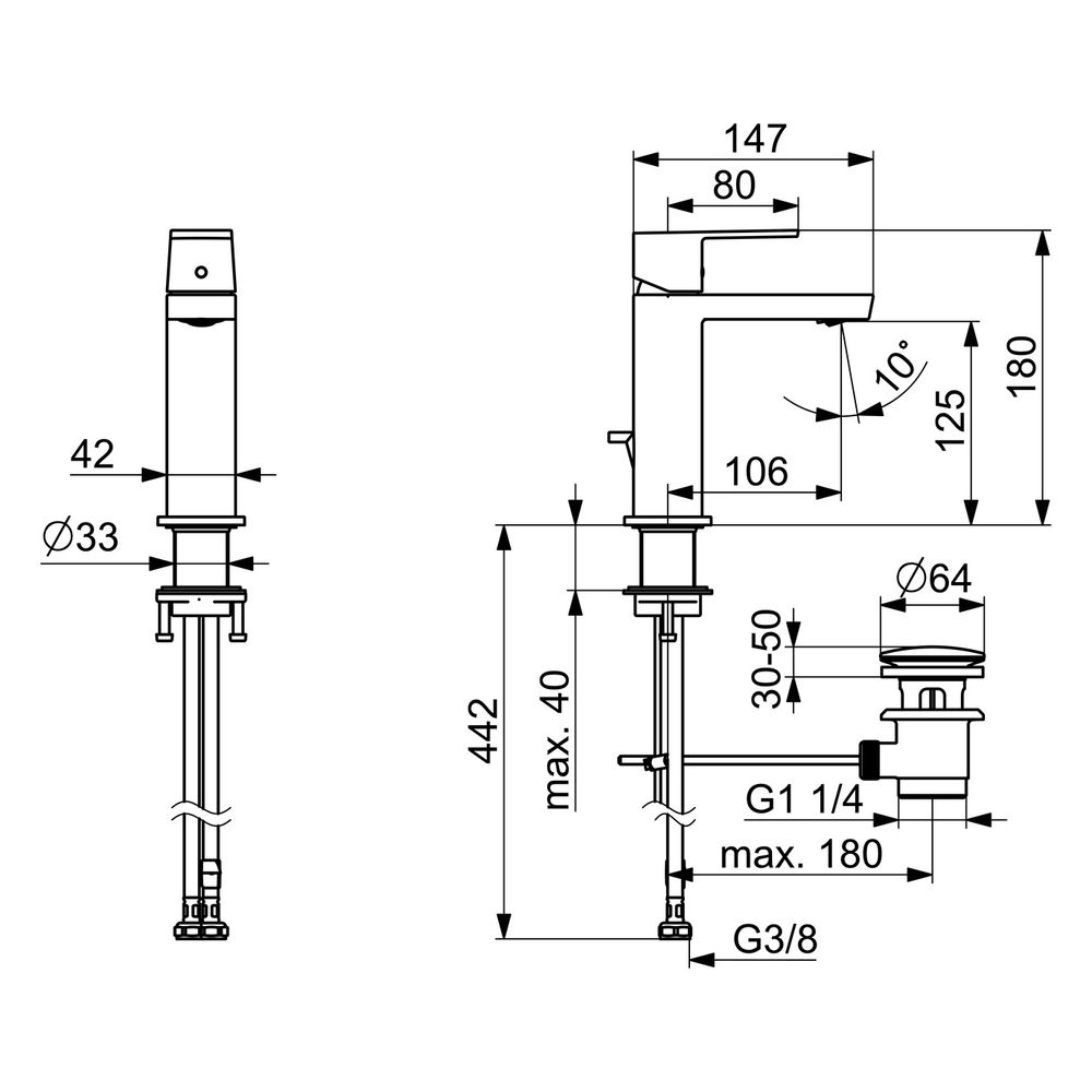 Hansa Stela Eco Einhebel-Waschtischbatterie, Ausladung 106mm, DN 15, Chrom, 5718227... HANSA-571822730004 4057304018244 (Abb. 6)