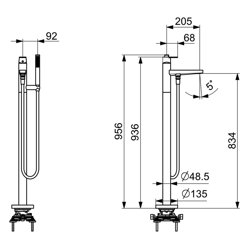 Hansa Stela Einhebel-Badebatterie mit Standrohr, Ausladung 210mm, Chrom, 57252073... HANSA-57252073 4057304015380 (Abb. 6)
