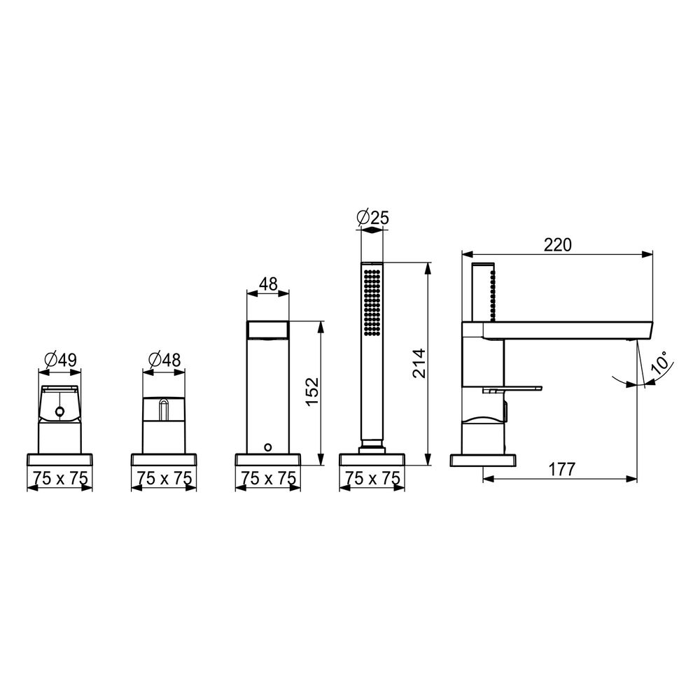 Hansa Stela Einhebel-Fertigmontageset für Wanne/Brause, Rosette eckig, Chrom, 57302473... HANSA-57302473 4057304015328 (Abb. 6)