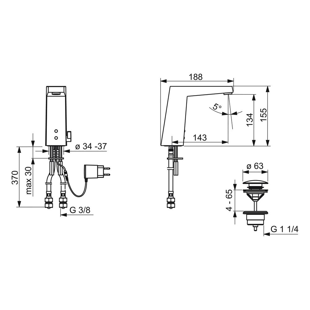 Hansa Loft Waschtischbatterie 5748 9/12V, Bluetooth Ausladung 143mm DN15 Chrom... HANSA-57482209 4057304014178 (Abb. 4)