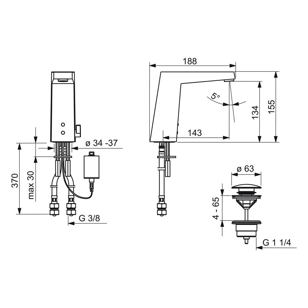 Hansa Loft Waschtischbatterie 5749 6V, Bluetooth Ausladung 143mm DN15 Chrom... HANSA-57492219 4057304014185 (Abb. 4)