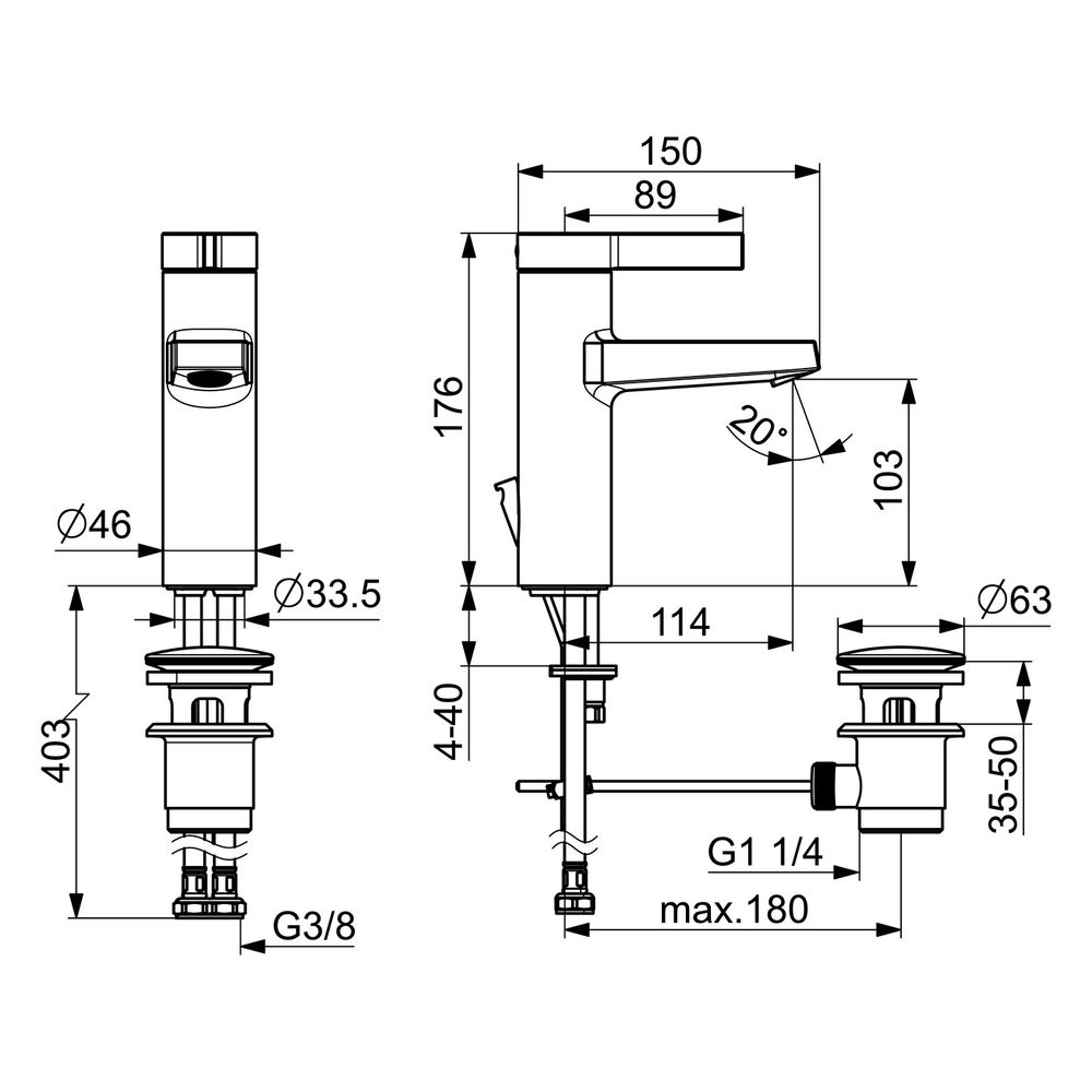 Hansa Loft Einhebelmischer Waschtischbatterie 5754 Zugstangenablaufgarnitur Ausladung 1... HANSA-57542203 4015474262041 (Abb. 4)
