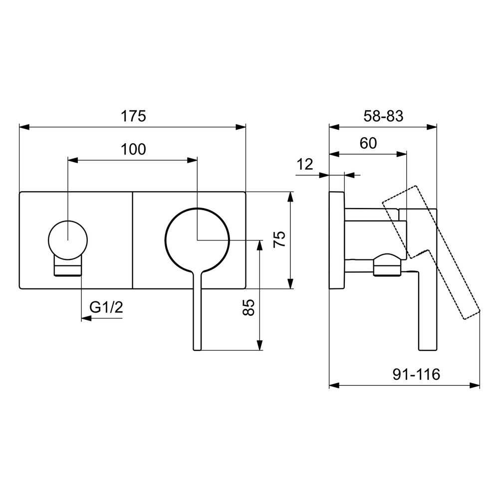 Hansa Loft Einhebelmischer Fertigmontageset für Brausebatterie 5763 Rosette eckig 4.0 P... HANSA-57639583 4057304014857 (Abb. 6)